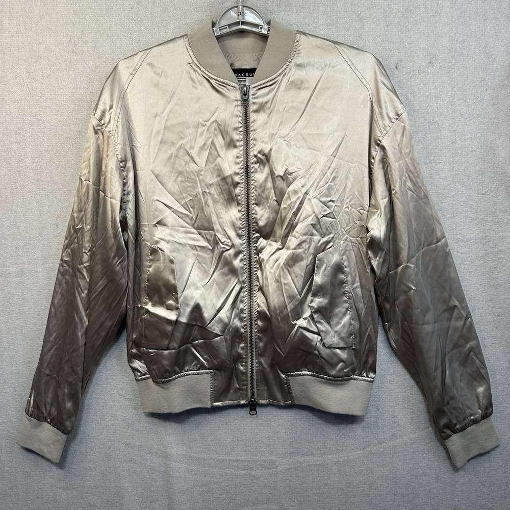 Pacsun Bomber Style Varsity White Cream Large Jacket Lightweight NWT